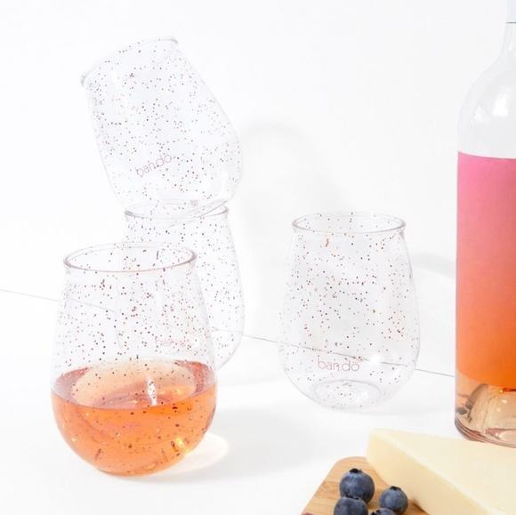 bando Dining Bando Stemless Acrylic Wine Glass Set Of Four With Glitter Infusion Poshmark